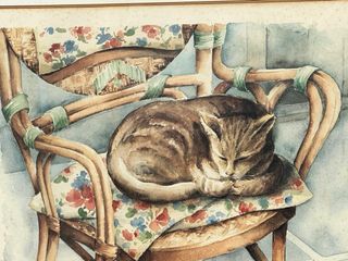 Quadro Louise Milton Gatto Sulla Sedia