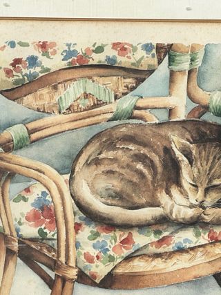 Quadro Louise Milton Gatto Sulla Sedia