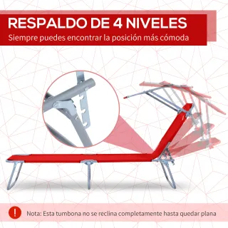 Lettino pieghevole rosso con tenda