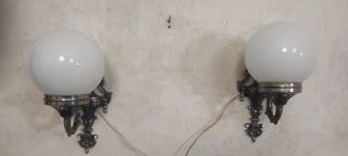 Coppia di applique vintage in ottone argentato