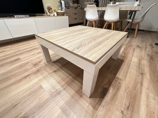 Mesa de centro moderna blanca y madera