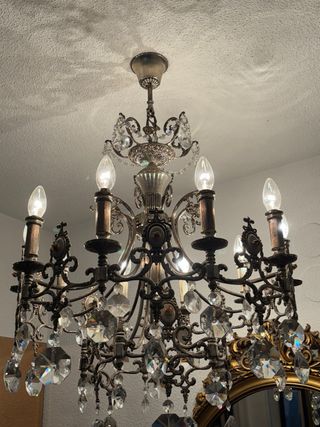 Lámpara de techo de cristal y metal