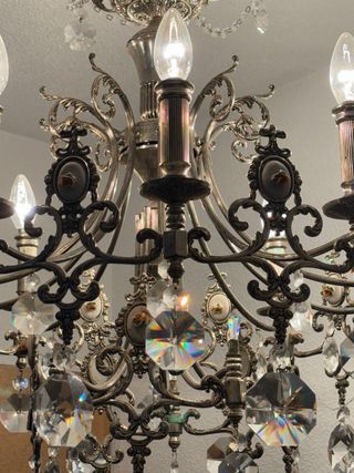 Lámpara de techo de cristal y metal