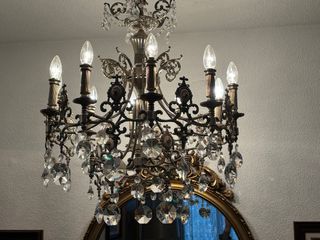 Lámpara de techo de cristal y metal