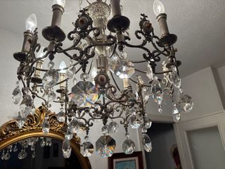 Lámpara de techo de cristal y metal