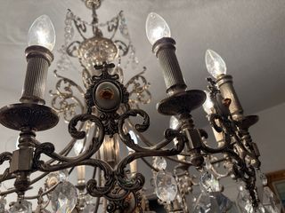 Lámpara de techo de cristal y metal