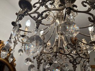 Lámpara de techo de cristal y metal