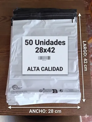 50 Bolsas Envío 28x42 cm Plástico