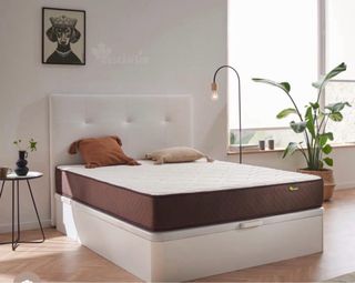 Canapé abatible madera y tela beige