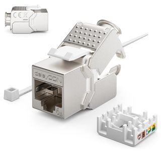 deleyCON 12x Módulo Keystone CAT 6a Jack STP Completamente Blindado