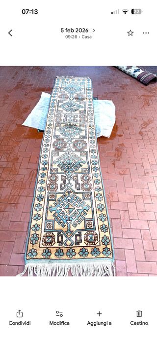 Tappeto passatoia turca beige e blu