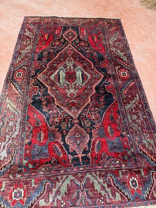 Tappeto Persiano Antico Lana Rosso Blu