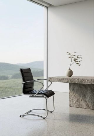 Sillas Eames Piel y Acero Negras