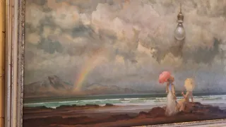 Cuadro Marco Dorado y Multicolor