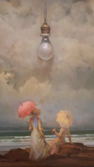 Cuadro Marco Dorado y Multicolor