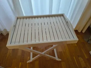 Mesa auxiliar plegable de madera, color blanco