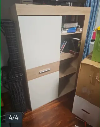 Mueble de salón modular madera y cristal