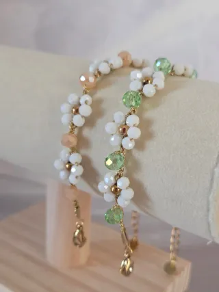 Braccialetto Uncinetto Fiori verde