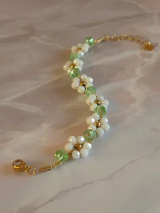 Braccialetto Uncinetto Fiori verde
