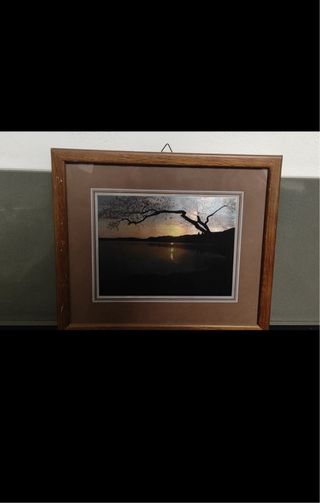 Quadro Vintage Tramonto sul Lago