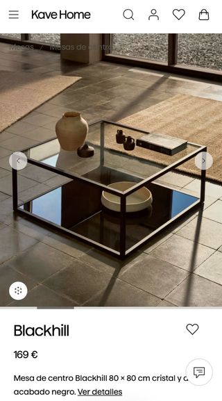 Mesa de centro Blackhill cristal y metal Kave Home