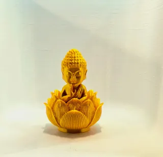 Piccolo Buddha Dorato su Fiore di Loto