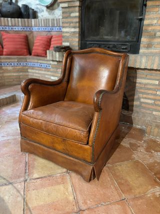 1 Divano e 2 poltrone in pelle vintage mid century