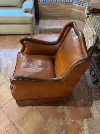 1 Divano e 2 poltrone in pelle vintage mid century