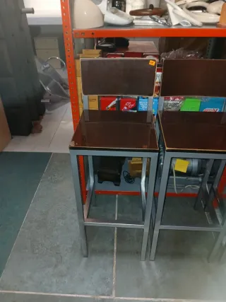 Taburetes altos madera y aluminio