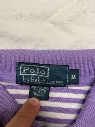 Polo Ralph Lauren a righe viola e bianche taglia M