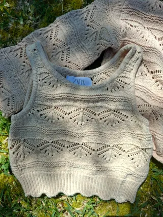 Conjunto Zara niña punto calado 6-7 años