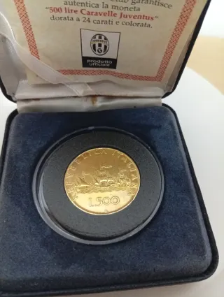 500 Lire Caravelle Juventus Placcata Oro 24K