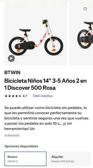 Bicicleta infantil Btwin Discover 500 14"