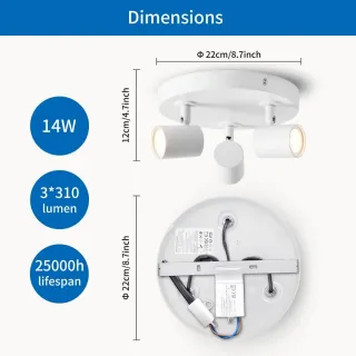 Lámpara de techo redonda ajustable