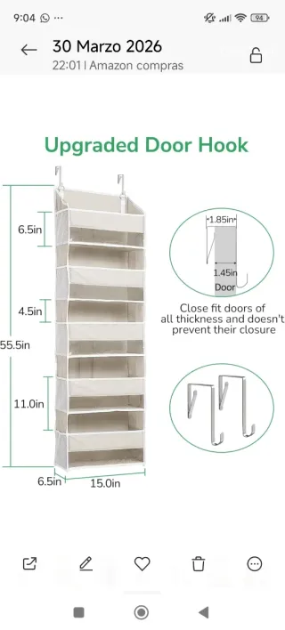 Organizador de puerta beige y blanco