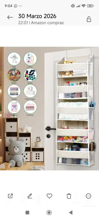 Organizador de puerta beige y blanco