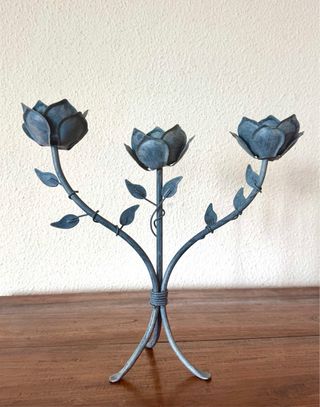 Candelabro vintage in acciaio galvanizzato