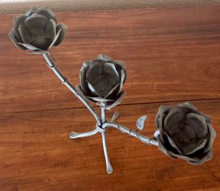 Candelabro vintage in acciaio galvanizzato