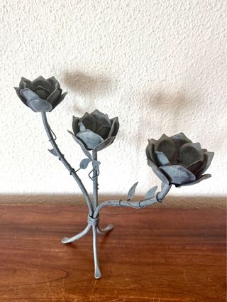 Candelabro vintage in acciaio galvanizzato