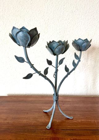 Candelabro vintage in acciaio galvanizzato