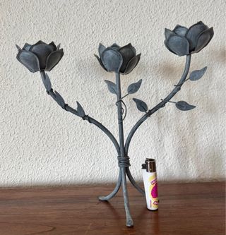 Candelabro vintage in acciaio galvanizzato