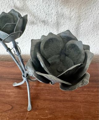 Candelabro vintage in acciaio galvanizzato