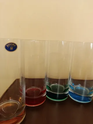 Set 6 Vasos Cristal Bohemia Colores