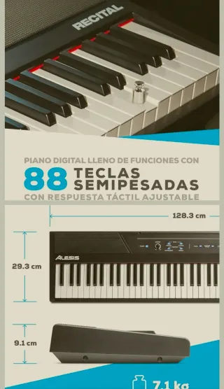 Piano Eléctrico Alesis Recital 88 Teclas