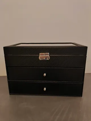 Portaocchiali nero con 2 cassetti