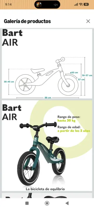 Bicicleta de equilibrio infantil
