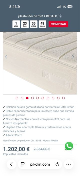 Oportunidad Cama completa Pikolin