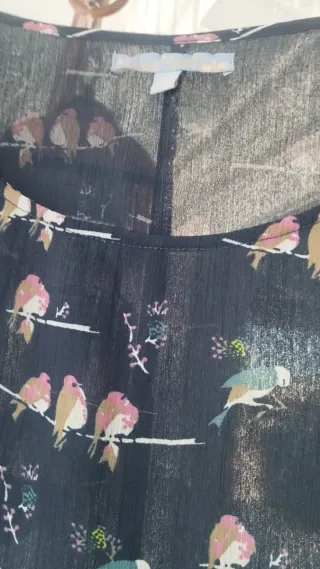 Blusón gasa estampado pájaros