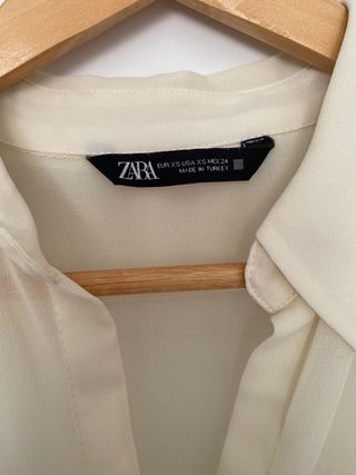 Blusa Zara Beige Transparente