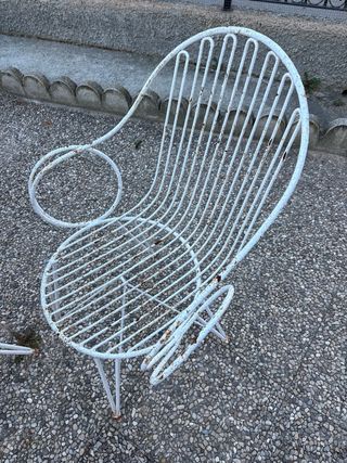 Mesa y 4 Sillas Hierro Blanco